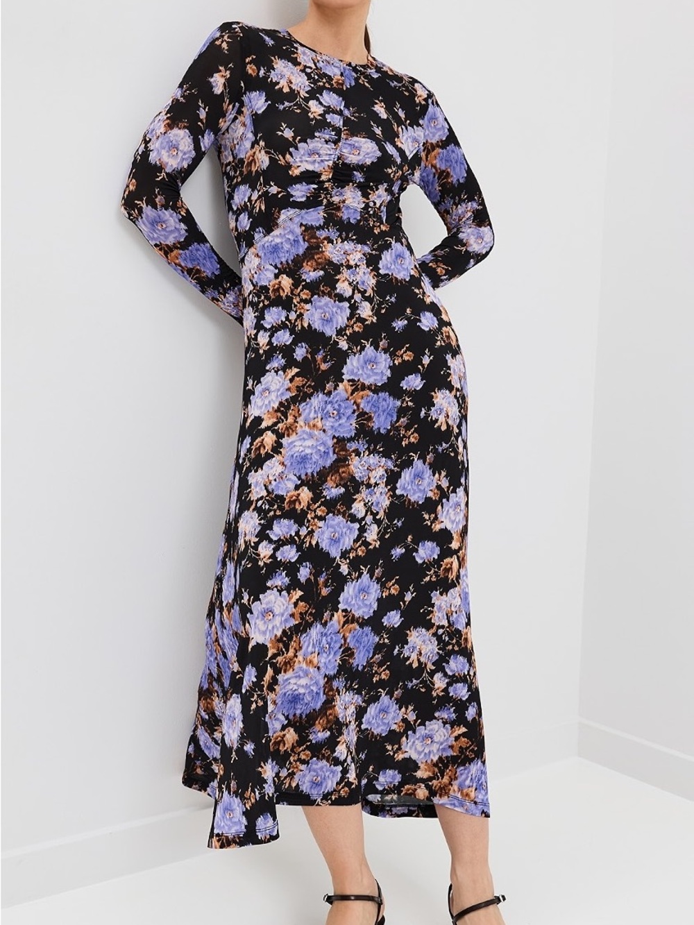 Ulla Johnson Black Floral Long-Sleeve Naia Maxi Dress Size Small